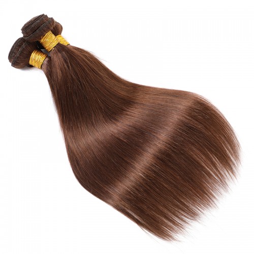 #4 Chocolate Brown Natural Straight Brazilian Human Hair Bundles | Human Hair Wig | Lace Front